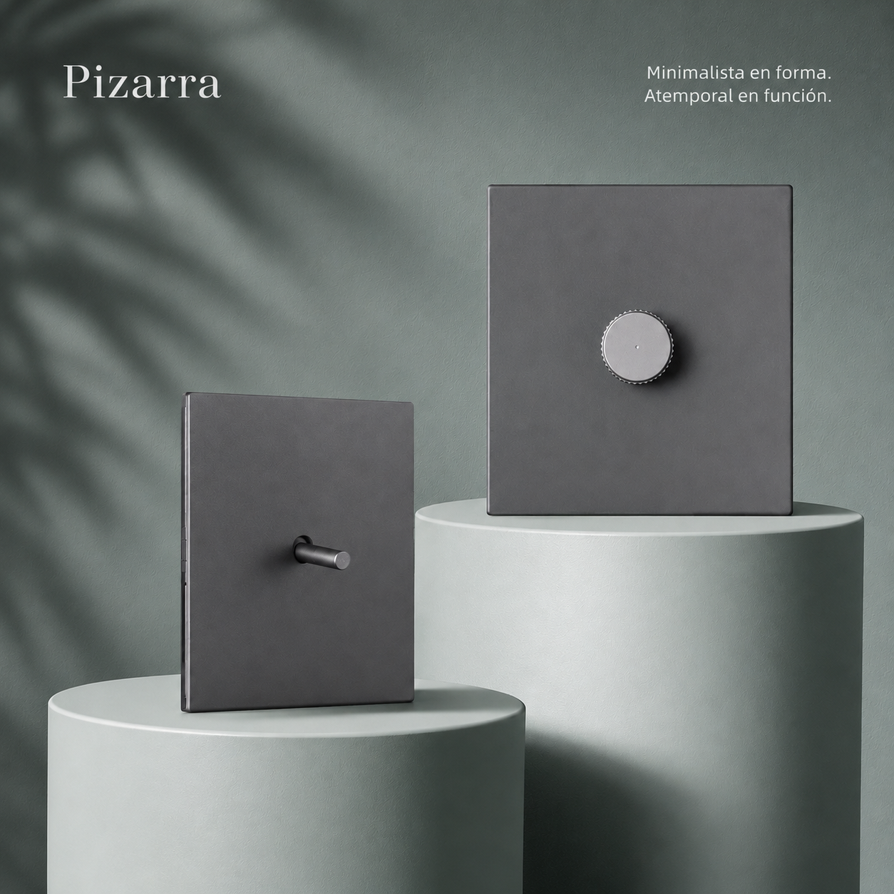 Pizarra — Interruptor de Palanca · Panel Gris Acero