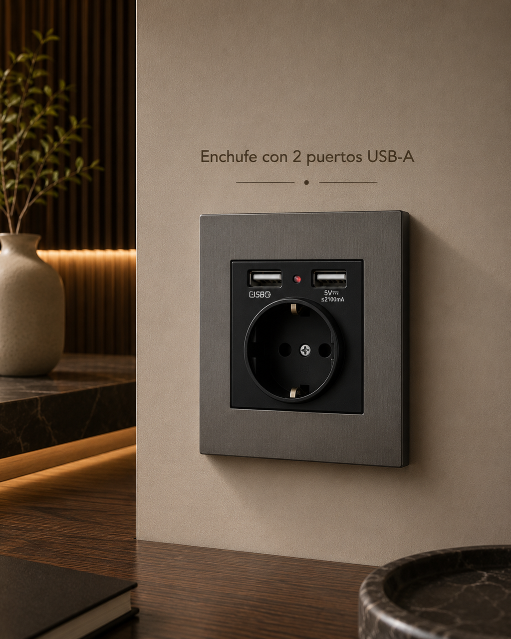 Pizarra — Interruptor de Palanca · Panel Gris Acero