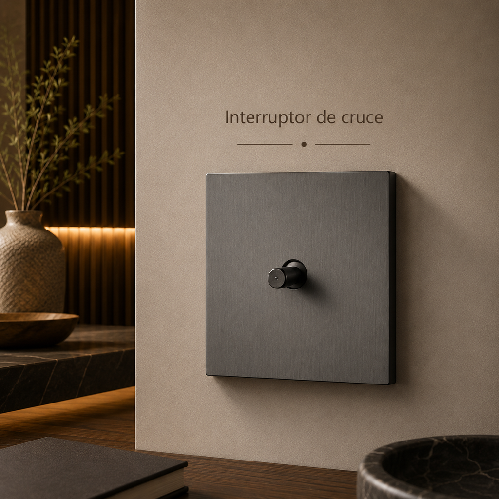Pizarra — Interruptor de Palanca · Panel Gris Acero