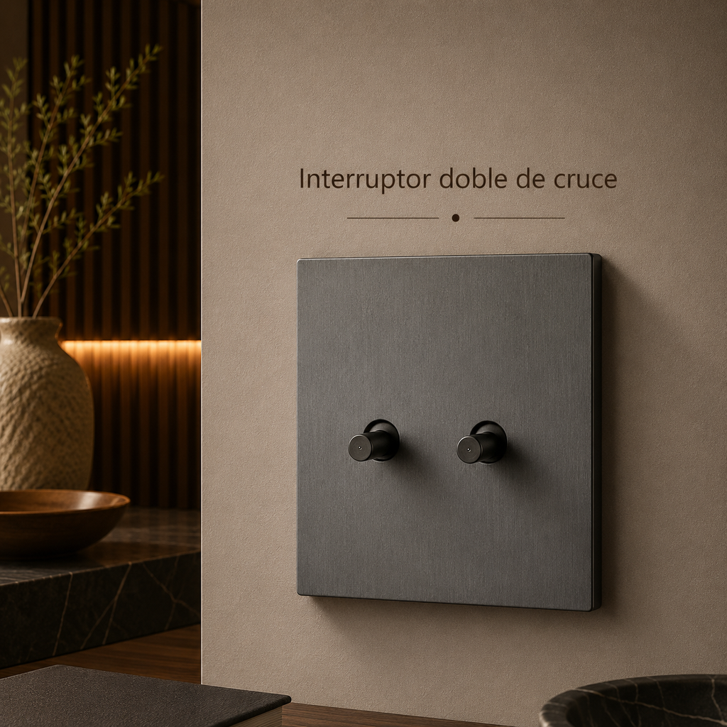 Pizarra — Interruptor de Palanca · Panel Gris Acero