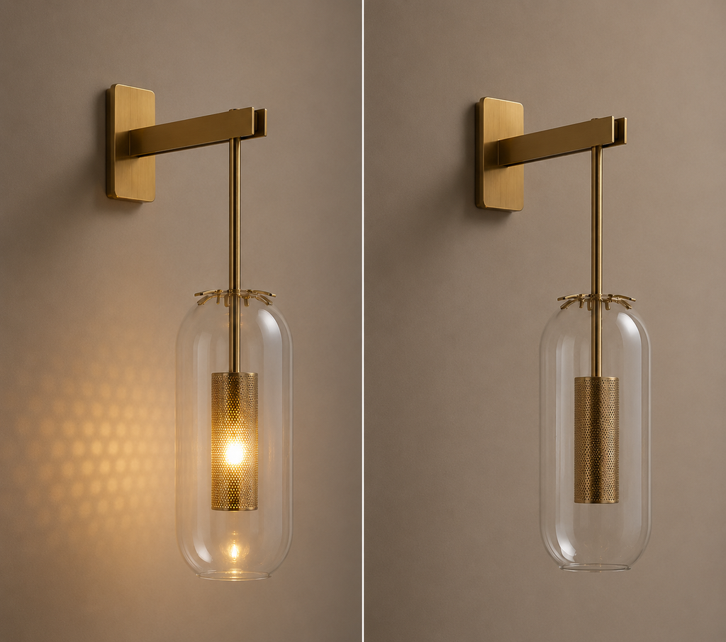 Velada — Aplique de Pared en Cristal y Latón