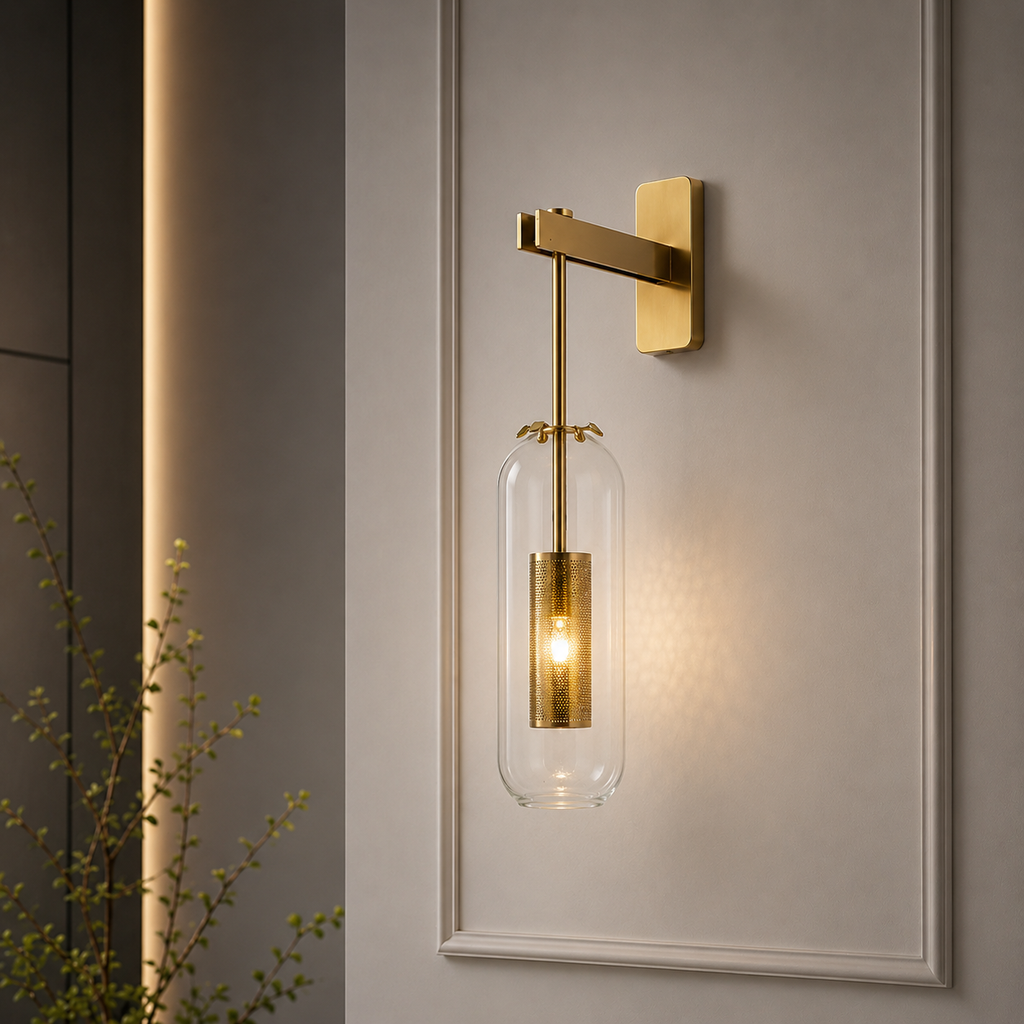 Velada — Aplique de Pared en Cristal y Latón