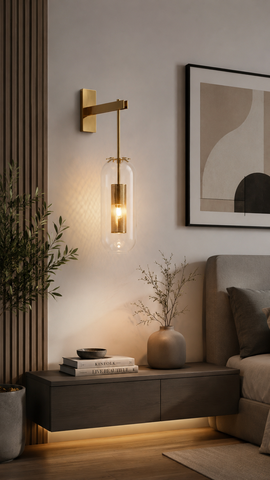 Velada — Aplique de Pared en Cristal y Latón