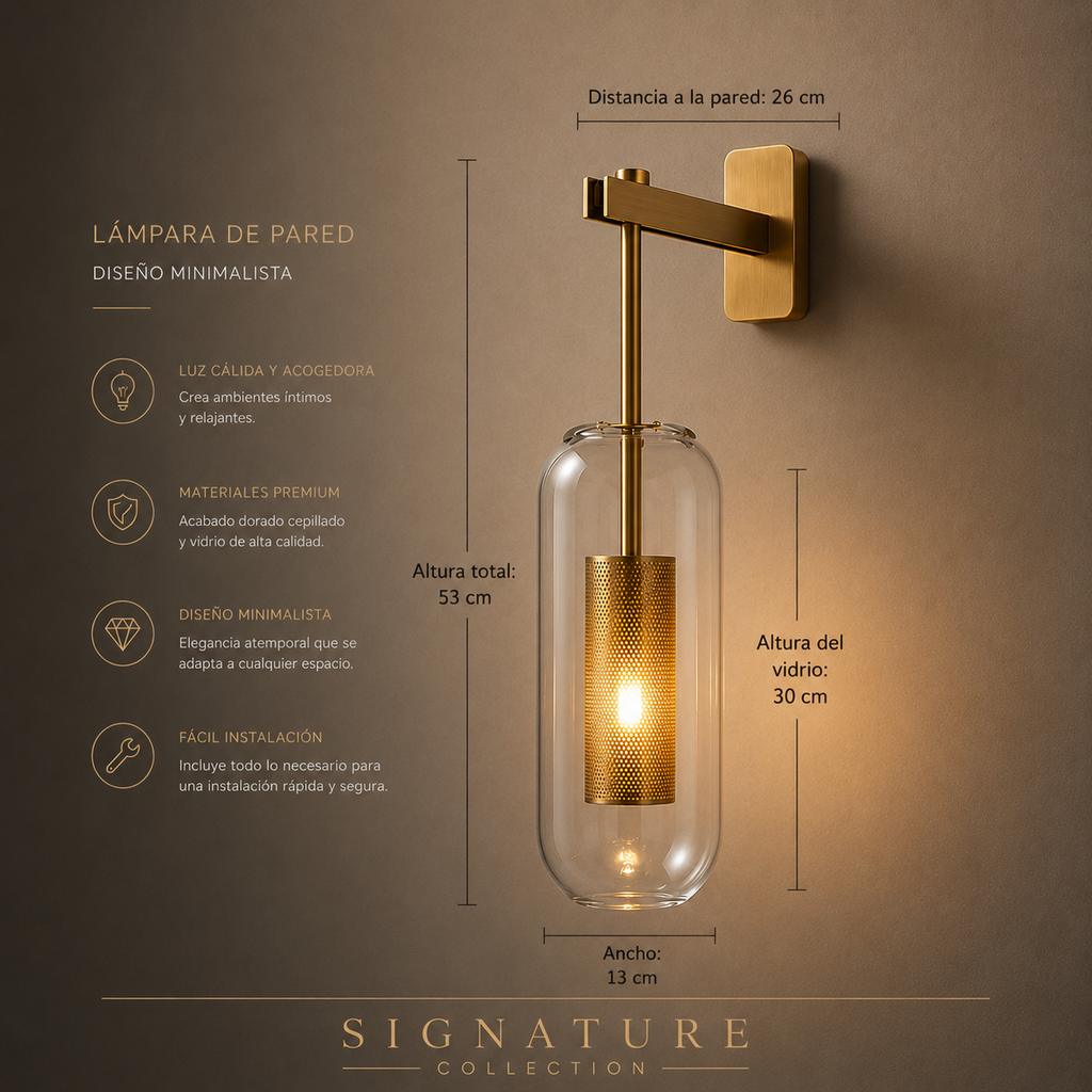 Velada — Aplique de Pared en Cristal y Latón